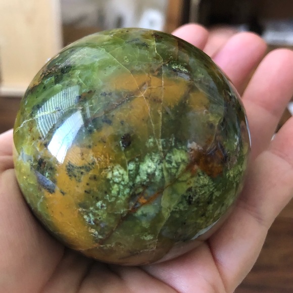 Other - Complex Green Opal w/some fire Sphere